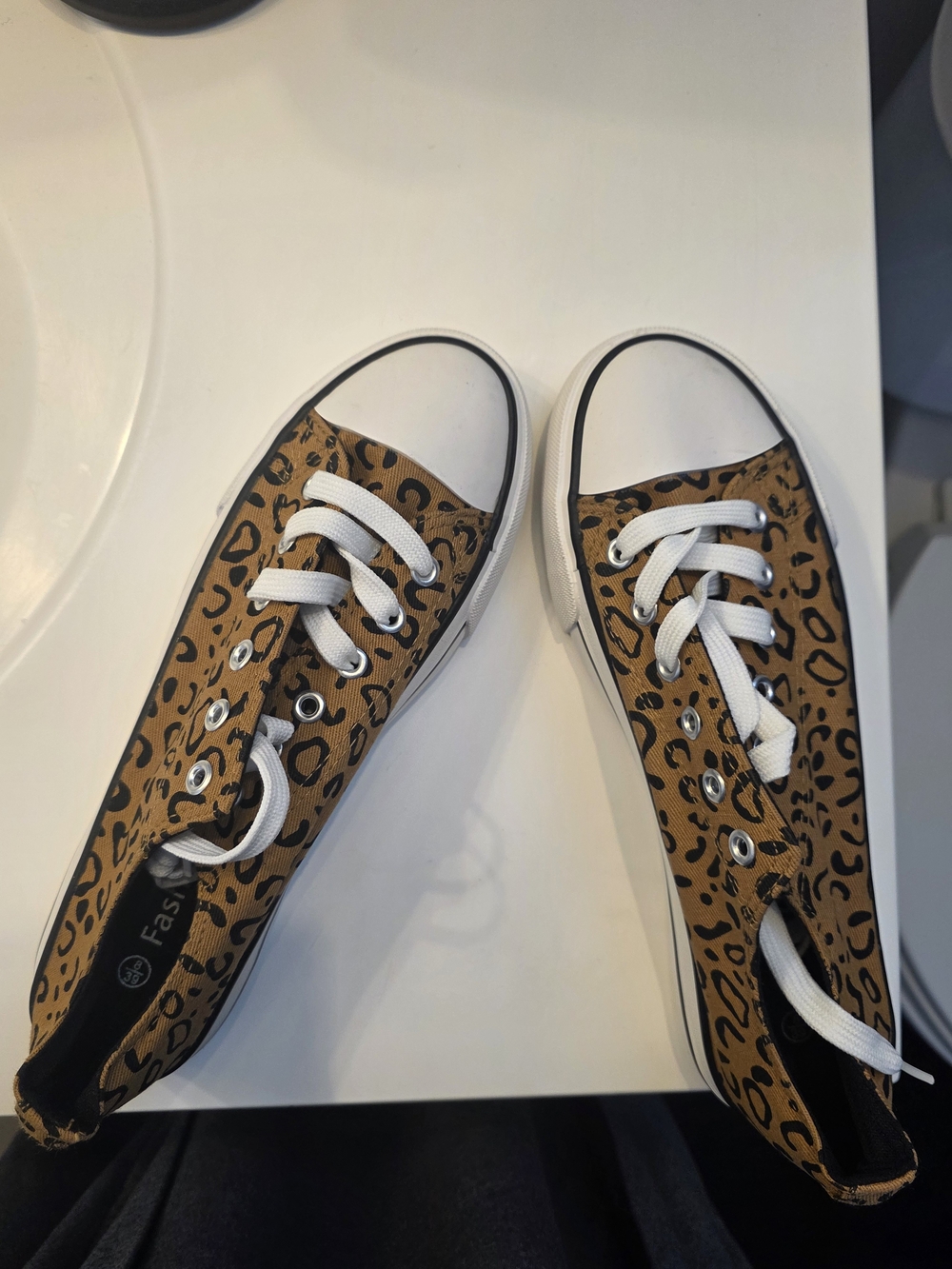 Leopard Print Canvas Low-Top Sneakers - White Toe
